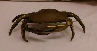 Brass Crab Jersey Maryland Blue Claw Ashtray / Trinket Hinged Shell Lid