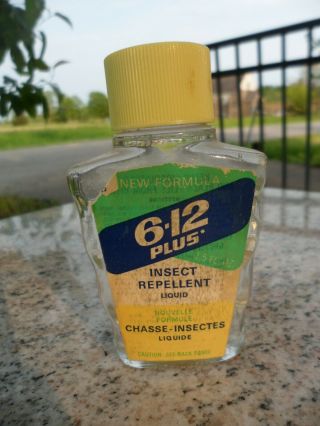 Vintage 6•12 Insect Repellent Glass Bottle Container Six - Twelve Union Carbide