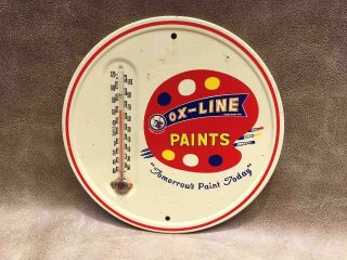 Old Ox - Line Paints Metal Advertising Thermometer