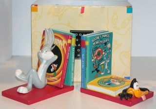 Warner Brothers Looney Tunes Bugs Bunny Daffy Duck Book Ends W Box & Packing