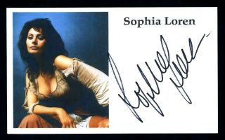 Sophia Loren Classic Italian Actress Model Signed 3x5 Index Card C14810