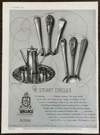 1936 Wallace Silversmiths Wallingford Ct Print Ad In Smart Circles