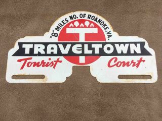 Old Traveltown Tourist Court Near Roanoke Virginia Souvenir License Plate Topper