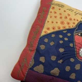 Laurel Burch Cat Tapestry Square Throw Pillow 18 x 18 Colorful Orange 2