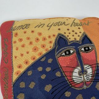 Laurel Burch Cat Tapestry Square Throw Pillow 18 x 18 Colorful Orange 3