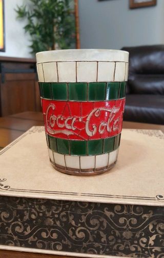 VINTAGE 1980 ' s COCA COLA GLASS Tiffany Stained Glass Style 4