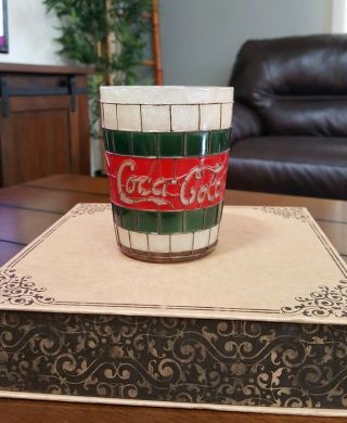 VINTAGE 1980 ' s COCA COLA GLASS Tiffany Stained Glass Style 5