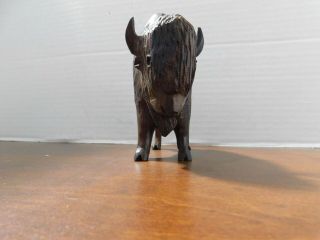 Hand Carved From (sono) Iron Wood - - Buffalo - - With Exellent Details - - 1`