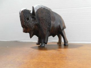Hand Carved From (Sono) Iron Wood - - BUFFALO - - With Exellent Details - - 1` 3