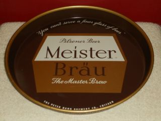 Meister Brau Beer Tray Peter Hand Brewery Chicago Canco 12 " Metal Tray 1960 