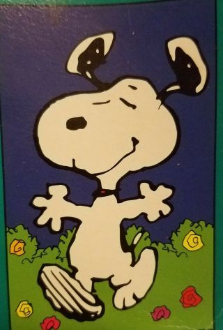 Snoopy Large Decorative Flag: Dancing Snoopy In Pkg Peanuts Applique 2sided