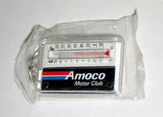 Amoco Oil & Gas Thermometer Plastic Temperature Logo Key Chain Nos 1990s