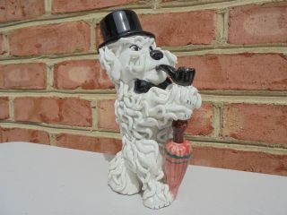 Vintage Italy Ceramic Pottery Spaghetti Poodle Dog Tophat Umbrella Figure 6 7/8 "