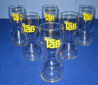 Vintage Enjoy Tab Hourglass Shaped Drinking Glasses - Set Of 6 - 16oz