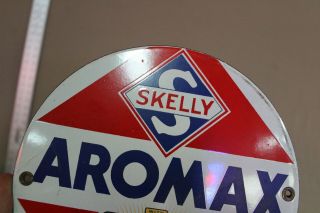 SKELLY AROMAX ETHYL GASOLINE PORCELAIN SIGN GAS OIL CAR FARM TEXAS DR MOTOR 2