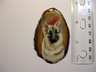 Shiloh Shepherd Dog Brooch/pendant On Agate