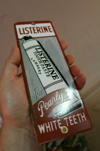 Listerine Toothpaste Dentist Rx Dr.  Porcelain Sign Gas Oil Car Farm Doctor Teeth