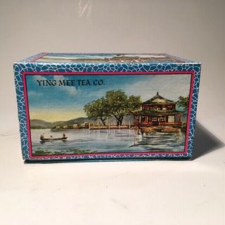 Vintage Chinese Ying Mee Woo Long tea box with tea inside 2