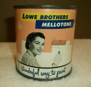 Vtg Lowe Brothers House Paint Tin Can Coin Bank Mid - Century