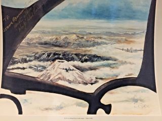 Hap Halloran Autograph - 8x10 Color Photo Of B - 29 Over Mount Fuji