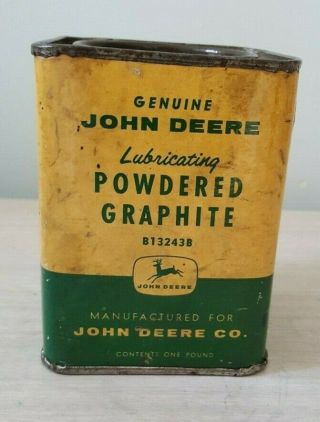 Vintage C.  1960 John Deere Powdered Graphite Tractor Farm Can Sign