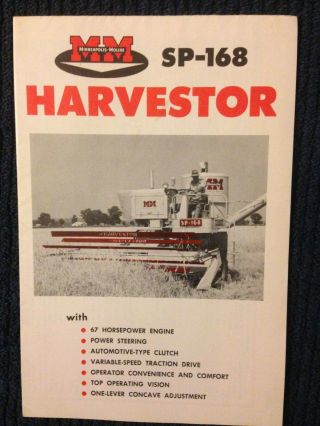 Vintage Mm Minneapolis Sp - 168 Harvestor Harvester Combine Dealer Sales Brochure