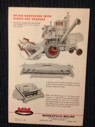 Vintage MM Minneapolis SP - 168 Harvestor harvester combine dealer sales brochure 2