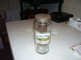 Vintage Squire Peanut Butter Jar Bottle Paper Label Chicago Dingee