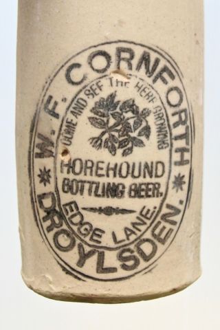 Vintage C1900s W F Cornforth Droyslden Pict Horehound Bottling Beer Stone Bottle