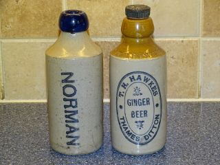 Hawkes Ginger Beer Stone Bottle,  Norman Stone Bottle Victorian Art Deco