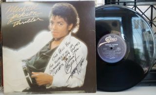 Michael Jackson - Thriller Lp Stereo Promo Quincy Jones Signed Epic Vg,  G/fold