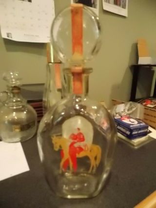 Vintage Evan Williams Whiskey Decanter 4/5 Quart Run For The Roses Labels