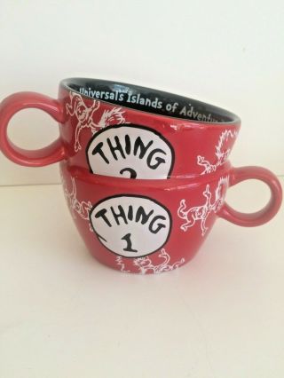 Dr.  Seuss Thing 1 Thing 2 Universal Studios Mug Cup Stacked Theme Park Red