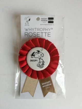 Snoopy Museum Tokyo Exclusive Peanuts Whytrophy Rosette Ribbon Badge Red
