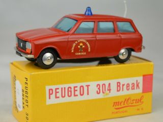 Met - O - Sul 60 Peugeot 304 Break Fire Chief Auto Portugal 3 5/8 " Long W/box