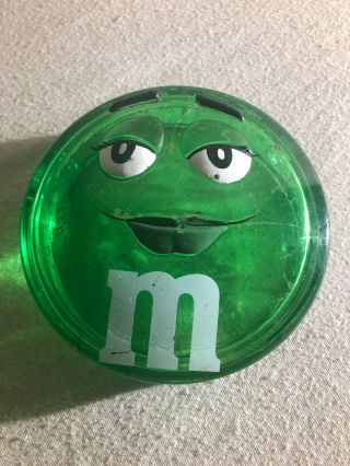 M&m Round Green Glass Candy Trinket Dish W Lid Girl Galerie Mars 2003