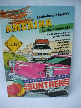 Vintage Swiss Suntrek Tours Usa Travel Agent Sign Counter Display,  Americana