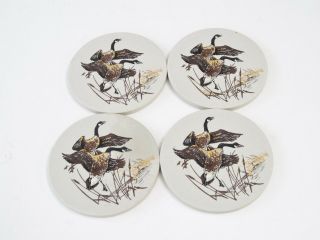 CoasterStone box of 4 coasters with Canada geese flying over marsh 2