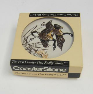 CoasterStone box of 4 coasters with Canada geese flying over marsh 4