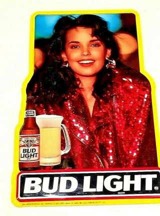 Vintage 1990 Anheuser - Busch Bud Light Beer Metal Sign 25x19 Sexy Beautful Girl