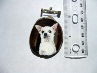 Chihuahua Dog Pin/pendant On Agate