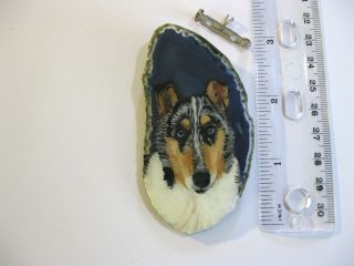 Smooth Collie Dog Brooch/pendant On Agate