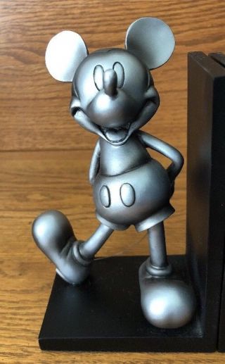 Disney Mickey Mouse Bookend Standard Retro Silver Color W/ Metal Tail 2