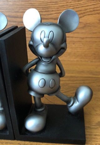Disney Mickey Mouse Bookend Standard Retro Silver Color W/ Metal Tail 3