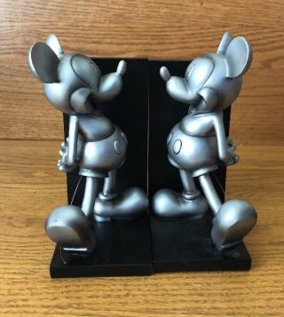 Disney Mickey Mouse Bookend Standard Retro Silver Color W/ Metal Tail 5