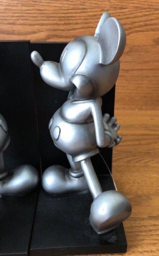 Disney Mickey Mouse Bookend Standard Retro Silver Color W/ Metal Tail 6