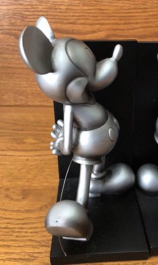 Disney Mickey Mouse Bookend Standard Retro Silver Color W/ Metal Tail 7