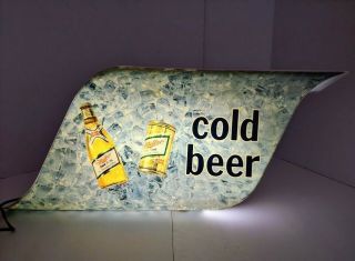 Vintage 1979 Miller High Life Cold Beer Lighted Bar Sign Man Cave Over 2 Ft Wide