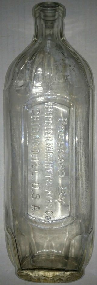 Vintage Glass Bottle Dr Peter Fahrney & Son Blood Vitalizer Chicago Ill Medicine