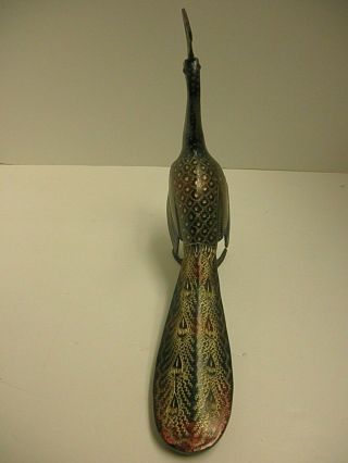 Vintage Etched Solid Brass India Peacock Figurine,  Patridge,  Quail Bird